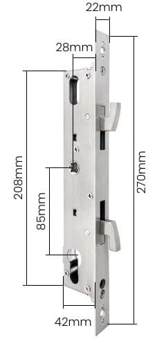 Thân khóa 2885 · 3585 (lùa) với kích thước