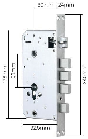 Thân khóa 6068 với kích thước