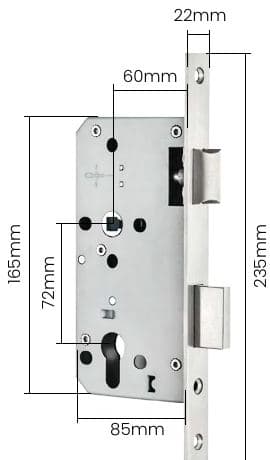 Thân khóa 5072 · 5572 · 6072 với kích thước